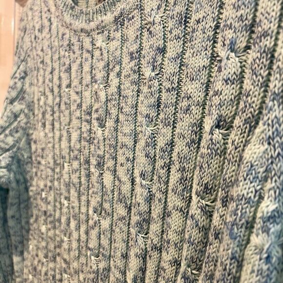 Kim Rogers Cable Knit Crew Neck Sweater‎ Long Sleeve Green Heather Petite Small - Picture 2 of 6